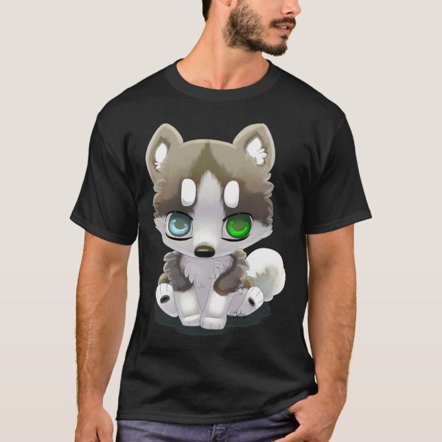 Camiseta Cute Brown Husky Heterocromia (Anverso)