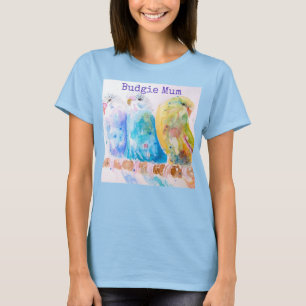 Camiseta Cute Budgie Caprichoso Acuarela Día de la Madre