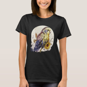 Camiseta Cute Budgie Parakeet Sunflower Floral Bird