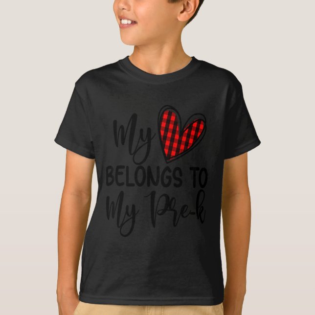 Camiseta Cute Buffalo Plaid Heart Valentines Day For Pre K  (Anverso)
