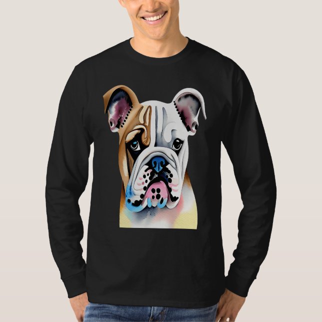 Camiseta Cute Bulldog Watercolour for bulldog lovers, Men W (Anverso)