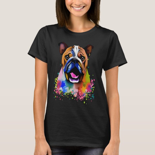 Camiseta Cute Bulldog Watercolour for bulldog lovers, Men W (Anverso)