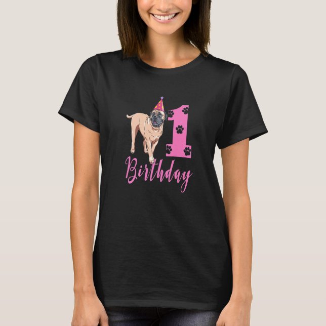 Camiseta Cute Bullmastiff 1º Cumpleaños (Anverso)