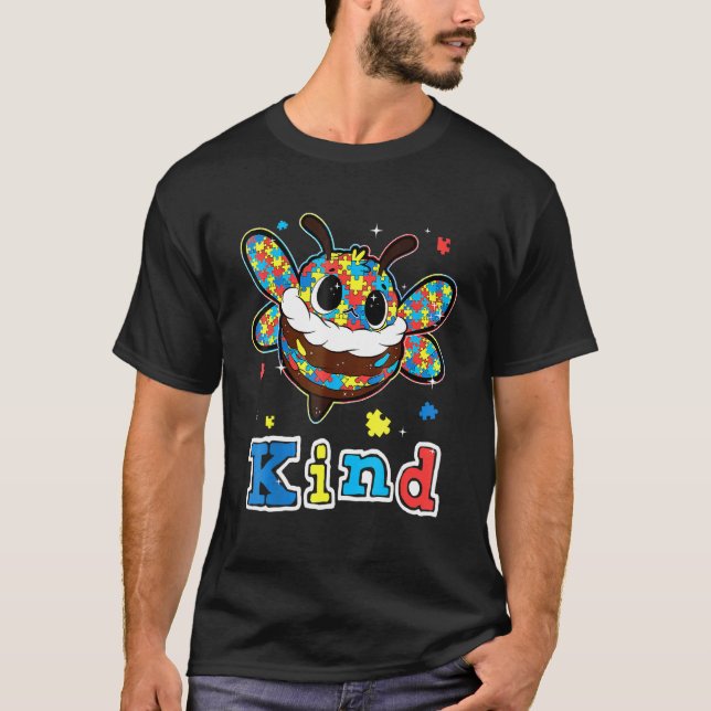 Camiseta Cute Bumble Bee Pieza de Rompecabezas Conciencia d (Anverso)