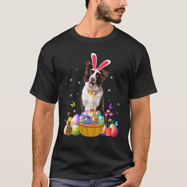 Camiseta Cute Bunny Border Collie Dog Eggket Ea (Anverso)