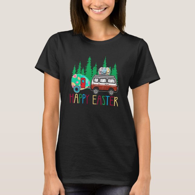 Camiseta Cute Bunny Eggs Easter Camping Happy Easter Day Ca (Anverso)