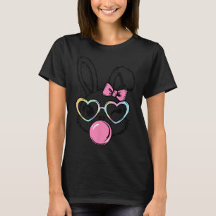 Camiseta Cute Bunny Face Chicle Gles Rosa Coquette Bow E