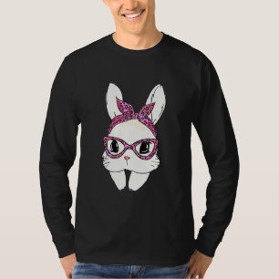 Camiseta Cute Bunny Face Headband Leopard Print Glasses Eas