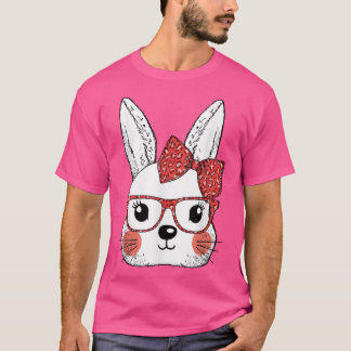 Camiseta Cute Bunny Face Leopard Glasses Easter Day 