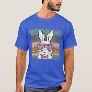 Camiseta Cute Bunny Face Leopard Glasses Feliz Día de Pascu