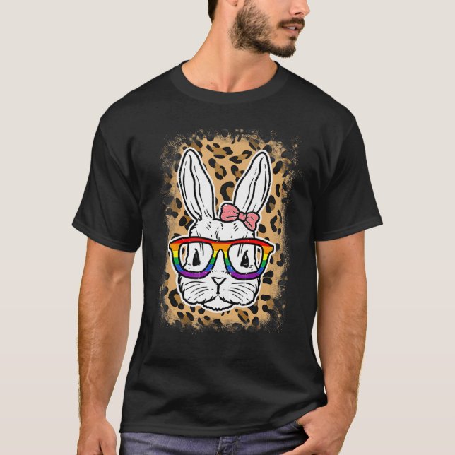 Camiseta Cute Bunny Face Leopard Print Glasses Bandana East (Anverso)