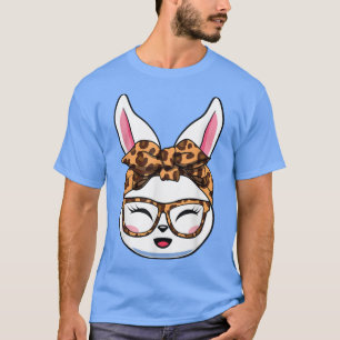 Camiseta Cute Bunny Face Leopard Print Glasses Rabbit Lover