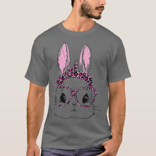 Camiseta Cute Bunny Face Leopardo Glasses Headband Happy Ea