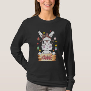 Camiseta Cute Bunny Face Leopardo Impresión Glasses Nannie 