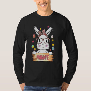 Camiseta Cute Bunny Face Leopardo Impresión Glasses Nannie