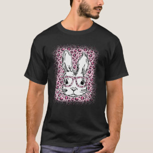 Camiseta Cute Bunny Face Leopardo Rosa Bleached Feliz Pascu