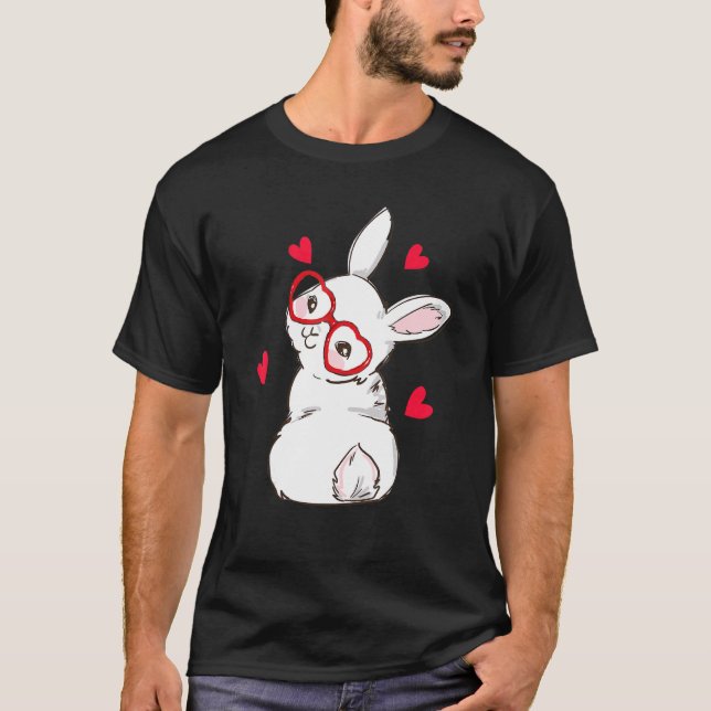 Camiseta Cute Bunny Face Love Glasses Easter Day Girls_1 (Anverso)