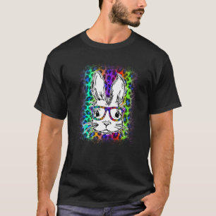 Camiseta Cute Bunny Face Rainbow Leopardo blanqueado Happy
