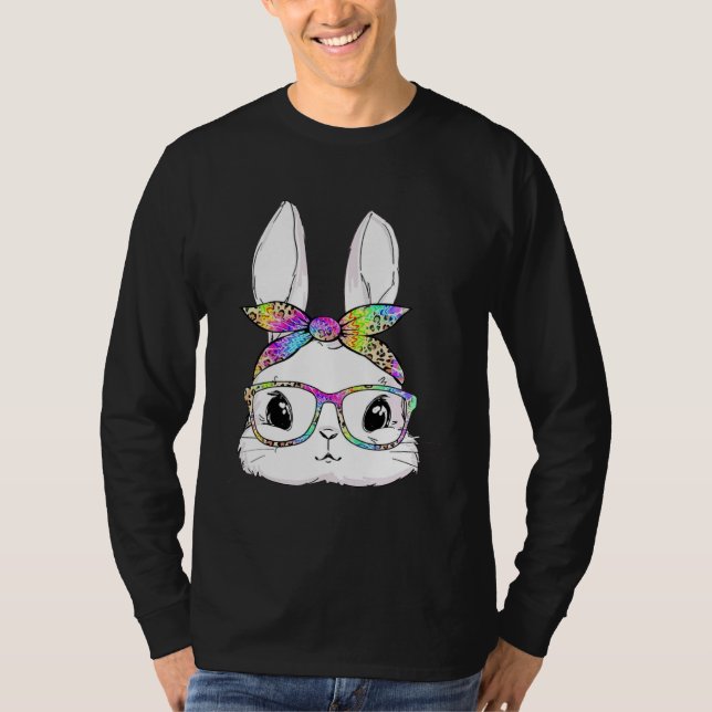 Camiseta Cute Bunny Face Tie Dye Glasses Easter Day (Anverso)