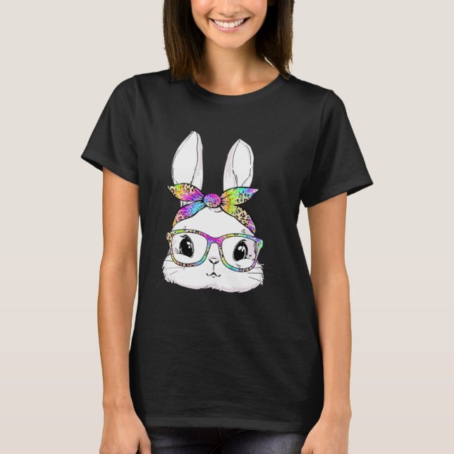 Camiseta Cute Bunny Face Tie Dye Glasses Easter Day (Anverso)