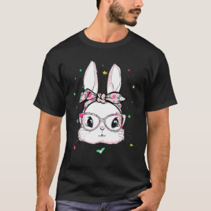 Camiseta Cute Bunny Face Tie Dye Glasses Headband Happy Eas