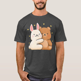 Camiseta Cute Bunny Hug Bear Bunny and Bearhey Share Love B