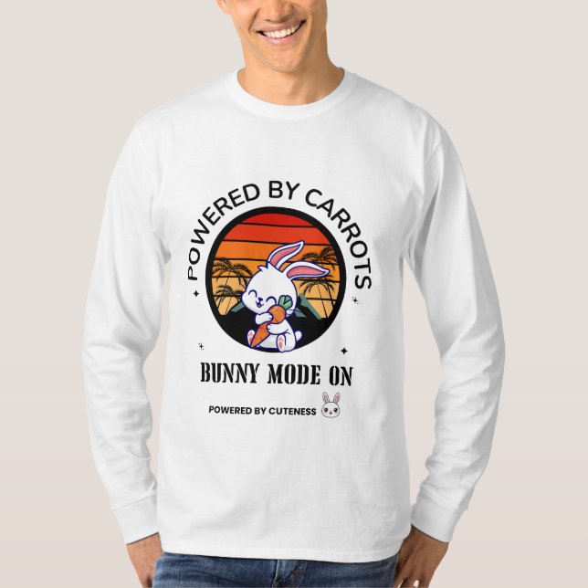 Camiseta Cute Bunny Hugging Carrot Retro Sunset T-Shirt  (Anverso)