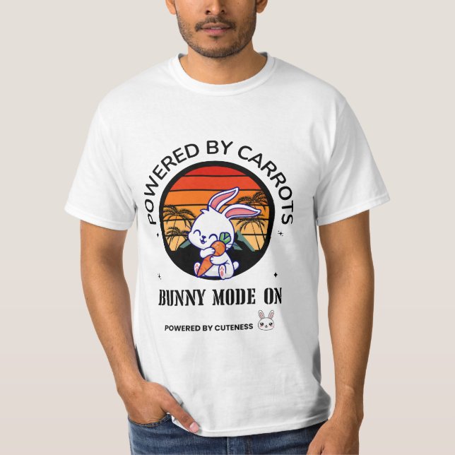 Camiseta Cute Bunny Hugging Carrot Retro Sunset T-Shirt (Anverso)