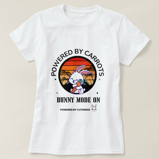 Camiseta Cute Bunny Hugging Carrot Retro Sunset T-Shirt (Diseño del anverso)