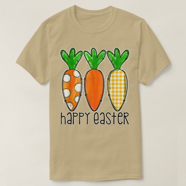 Camiseta Cute Bunny Leopard Plaid Carrots Egg Hung Happy (Diseño del anverso)