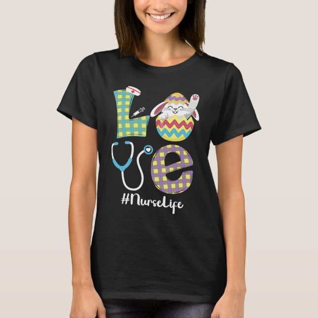 Camiseta Cute Bunny Love Nurse Life Easter CNA RN NP (Anverso)