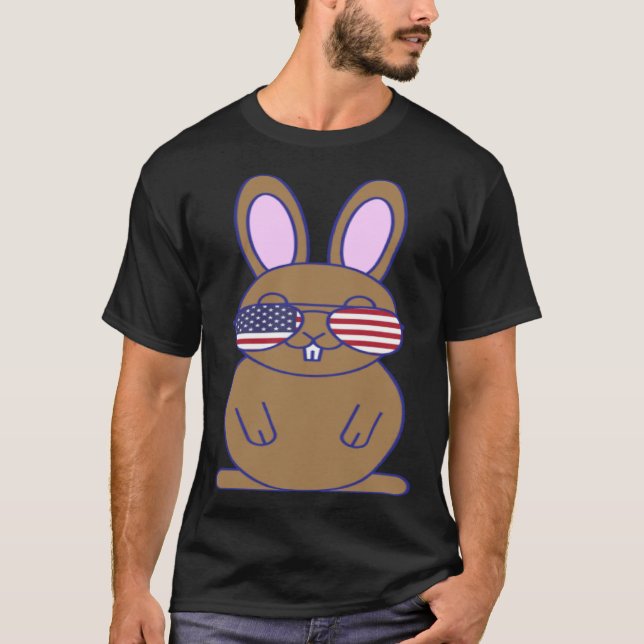 Camiseta Cute Bunny Rabbit 4th of July Independence Day Men (Anverso)
