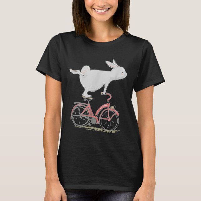 Camiseta Cute Bunny Rabbit On Bike Cycling Bicycle (Anverso)
