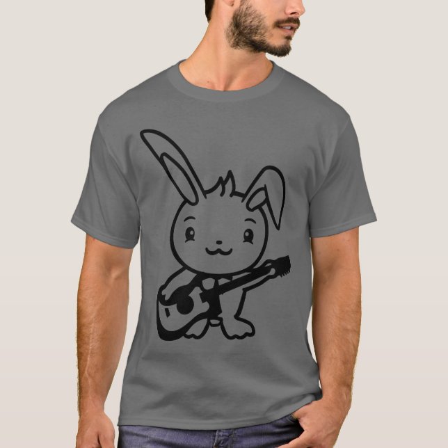 Camiseta Cute Bunny Rabbit Plays Guitar Music Guitarist Fun (Anverso)