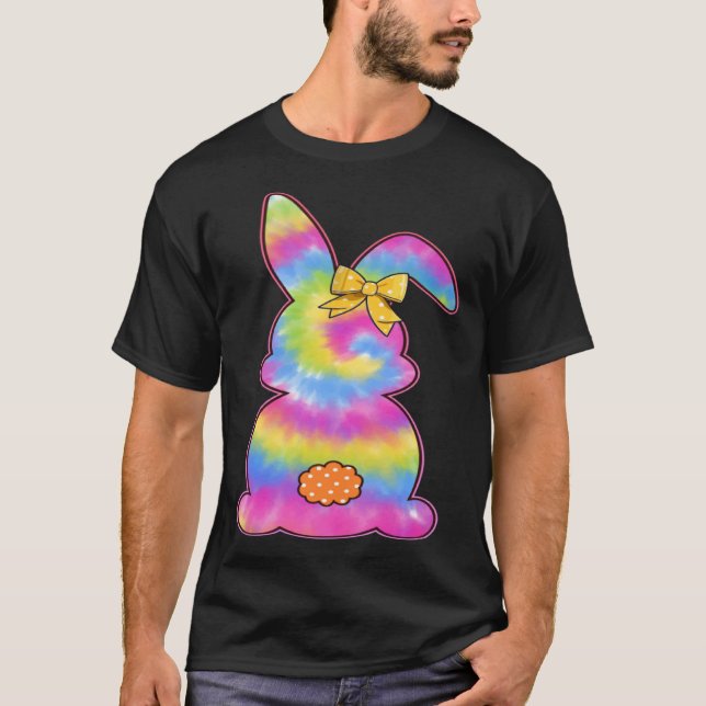 Camiseta Cute Bunny Rabbit Tie Dye Bow Tie Easter Day Girls (Anverso)