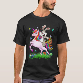 Camiseta Cute Bunny Ride Unicorn Easter Eggs Easter Day Kid