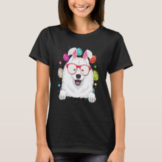 Camiseta Cute Bunny Samoyed Dog Face Easter Eggs Easter Day