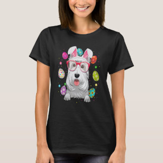Camiseta Cute Bunny Scottish Terrier Dog Face Easter Eggs E