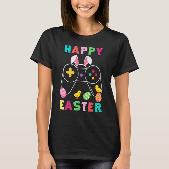 Camiseta Cute Bunny Video Game Controller Gamer Happy Easte (Anverso)