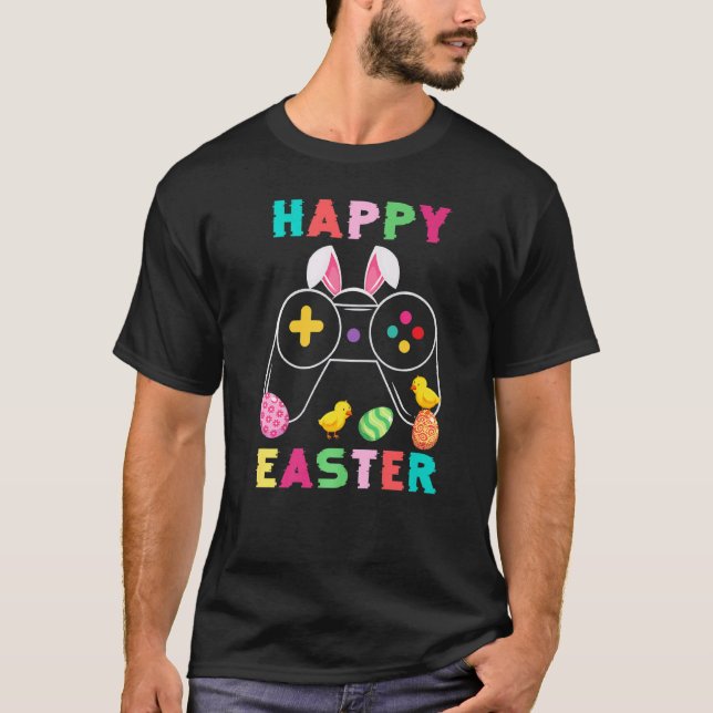 Camiseta Cute Bunny Video Game Controller Gamer Happy Easte (Anverso)
