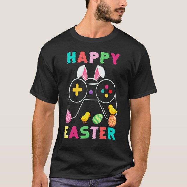 Camiseta Cute Bunny Video Game Controller Gamer Happy Easte (Anverso)