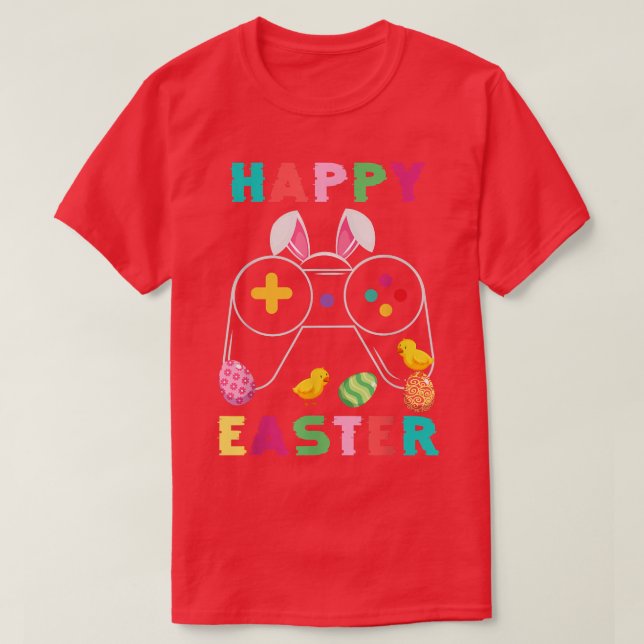 Camiseta Cute Bunny Video Game Controller Gamer Happy Easte (Diseño del anverso)