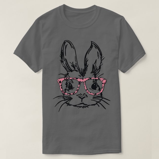 Camiseta Cute Bunny With Glasses Leopard Print Easter Bunny (Diseño del anverso)
