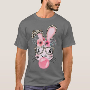 Camiseta Cute Bunny With Leopard Glasses Bubblegum Easter D