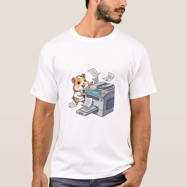 Camiseta Cute Business Hamster in Tie Operating Copy (Anverso)