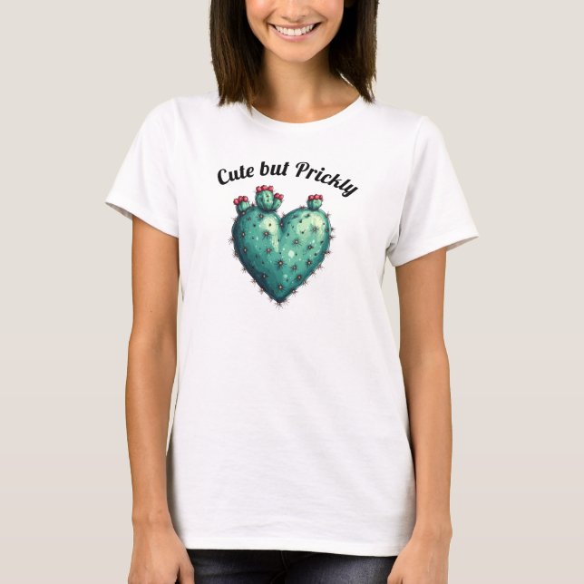 Camiseta Cute but Prickly Cactus Heart Valentine's Day (Anverso)