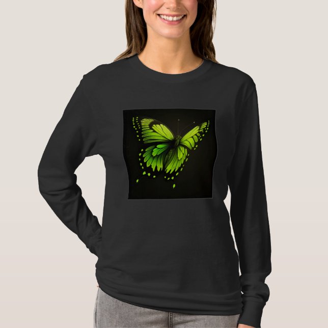 Camiseta Cute Butterfly Illustration Lime Green Gorgeous Wo (Anverso)