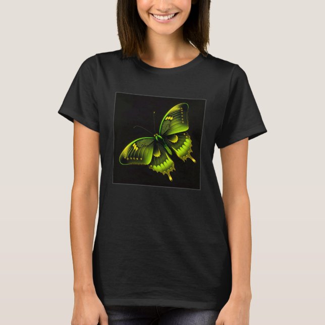 Camiseta Cute Butterfly Illustration Lime Green Gorgeous Wo (Anverso)