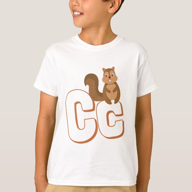 Camiseta Cute C Para Chipmunk - Niños Alfabeto Inglés ABCD (Anverso)