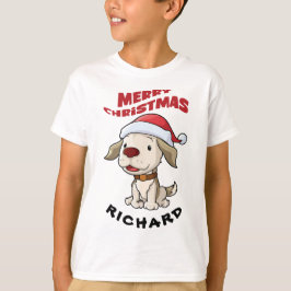 Camiseta Cute cachorro Feliz Navidad personalizado T-Shirt